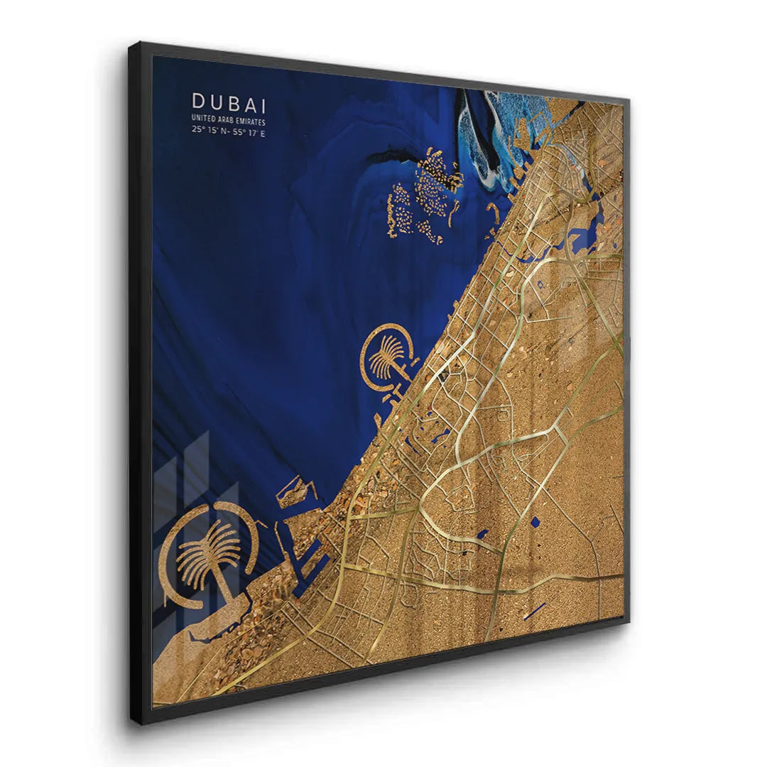 Dubai Map - Fine Art - Jasmineart.ae