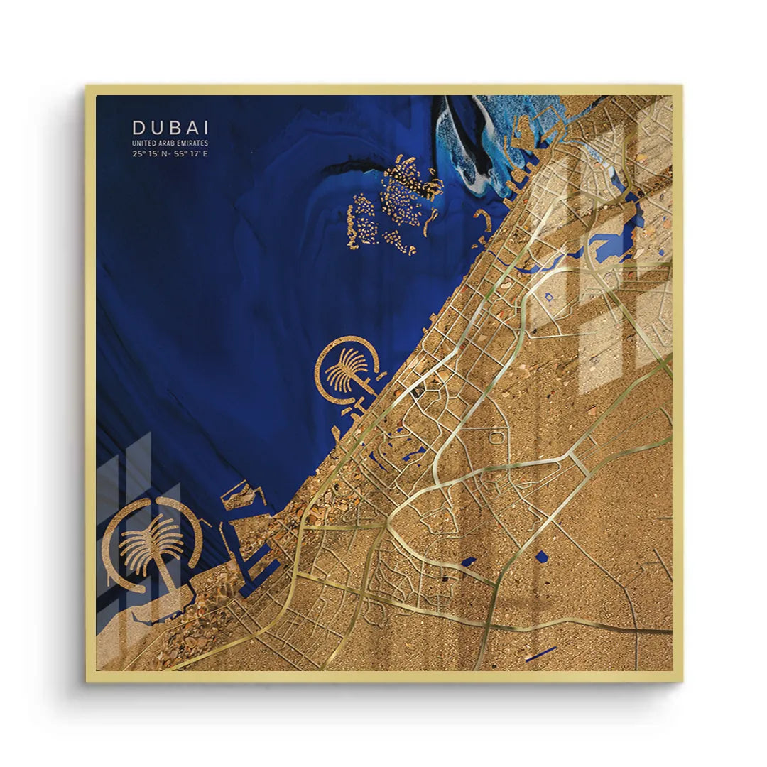 Dubai Map - Fine Art - Jasmineart.ae