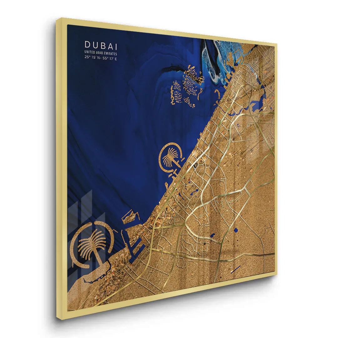 Dubai Map - Fine Art - Jasmineart.ae