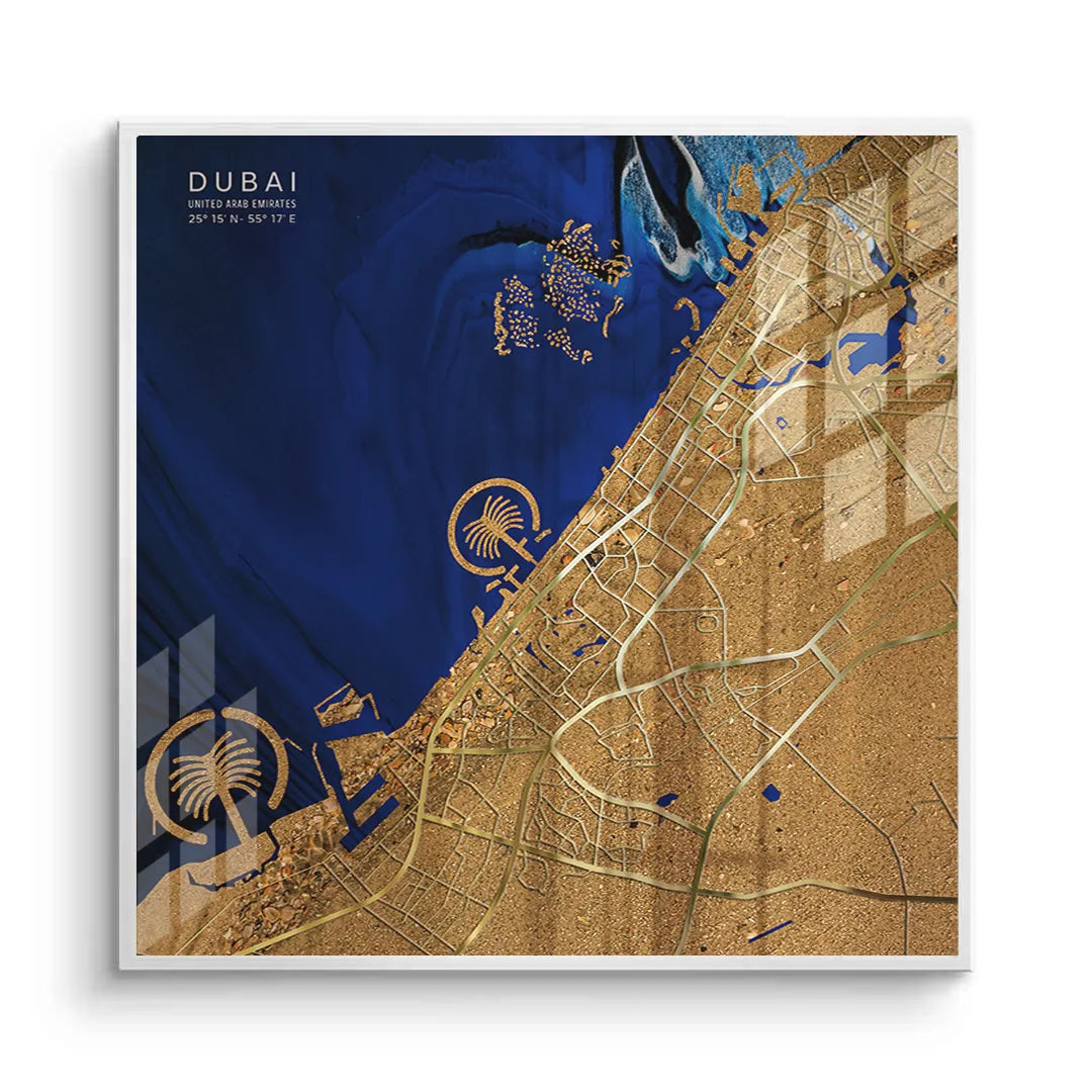 Dubai Map - Fine Art - Jasmineart.ae