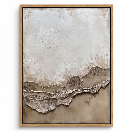 Minimalist dune ridge textured wall art in warm sand tones, a sophisticated decor piece for modern villas in Dubai and Abu Dhabi.