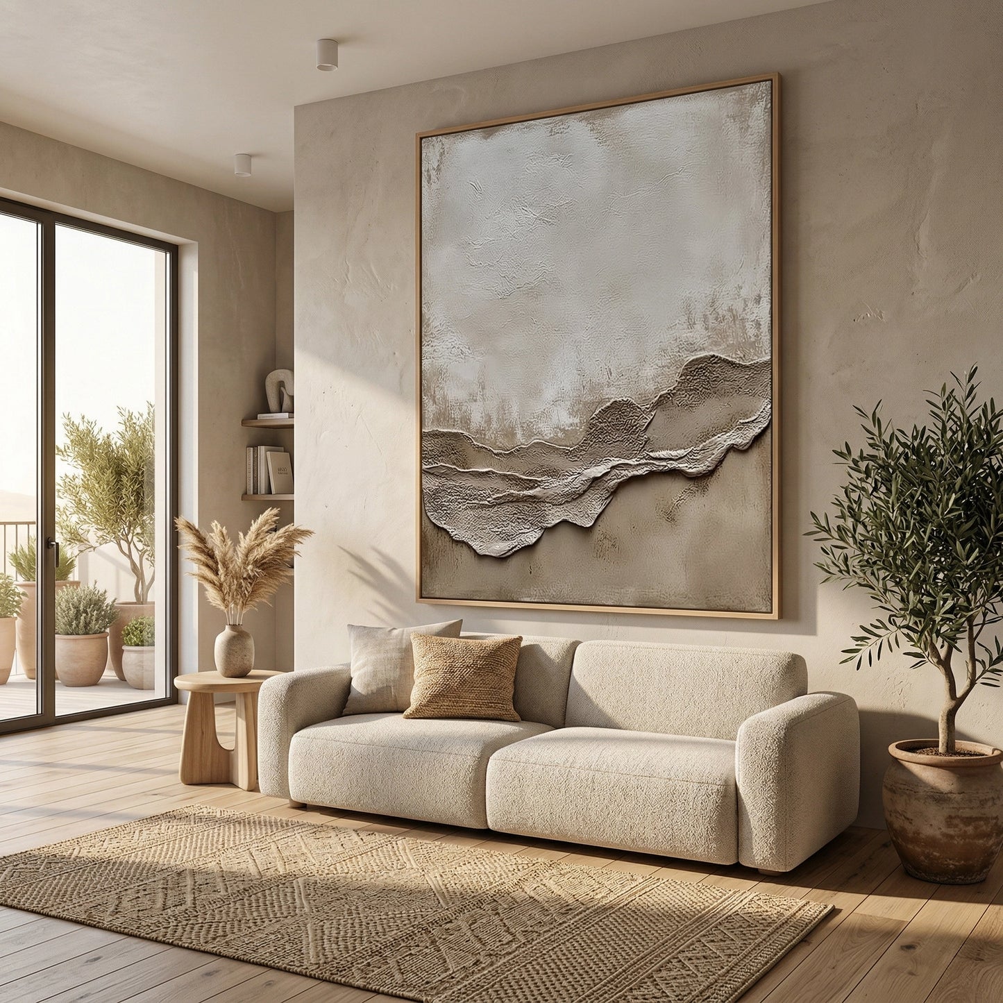 2Durable dune ridge patterned outdoor rug in earthy terracotta, perfect for luxury desert camping trips in Liwa