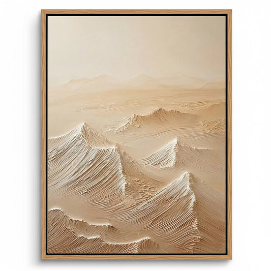 Dunes peaks wall art featuring textured desert landscapes and soft sandy tones, perfect for modern UAE home decor