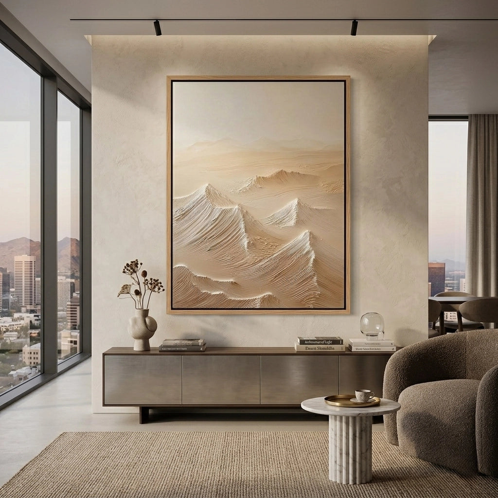 2Modern dunes peaks artwork with minimalist style and natural textures, perfect for sophisticated UAE wall decor