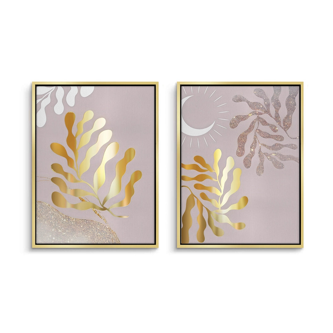 2Dusty Rose & Gold Celestial Set of 2 - Canvas