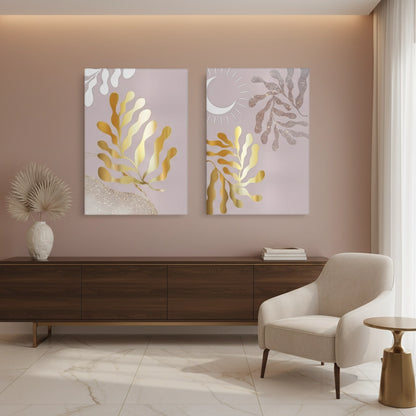 Dusty Rose & Gold Celestial Set of 2 - Canvas