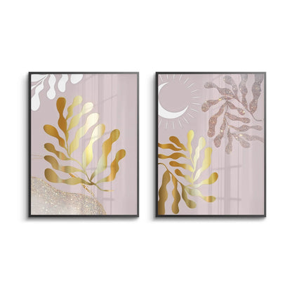 Dusty Rose & Gold Celestial Set of 2 - Fine Art