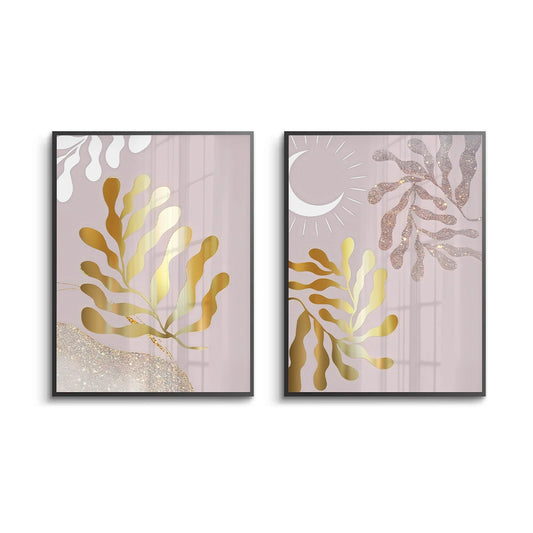 Dusty Rose & Gold Celestial Set of 2 - Fine Art
