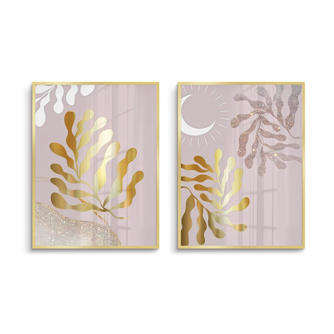 2Dusty Rose & Gold Celestial Set of 2 - Fine Art