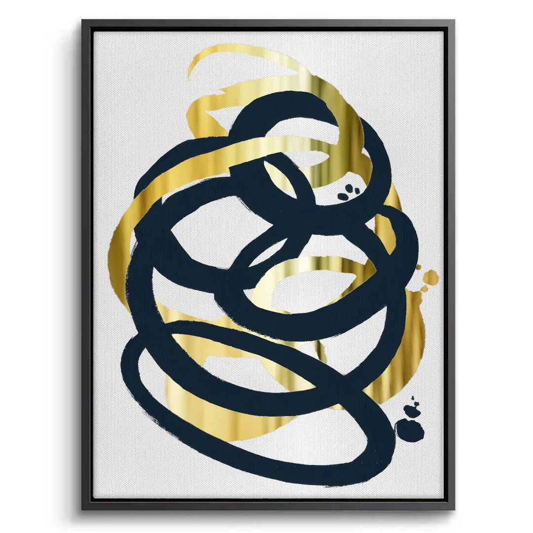 Dynamic Navy blue and Gold - Canvas - Jasmineart.ae
