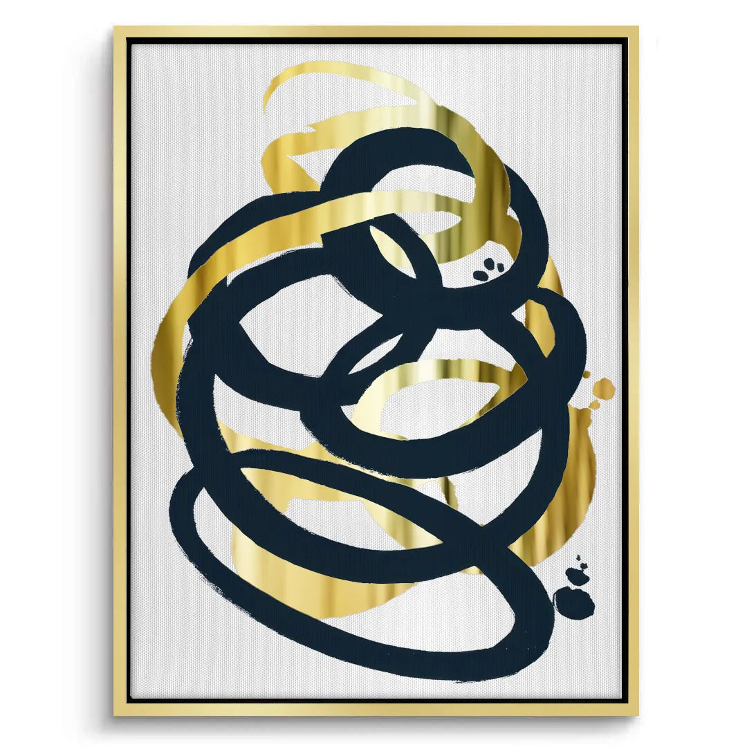 Dynamic Navy blue and Gold - Canvas - Jasmineart.ae