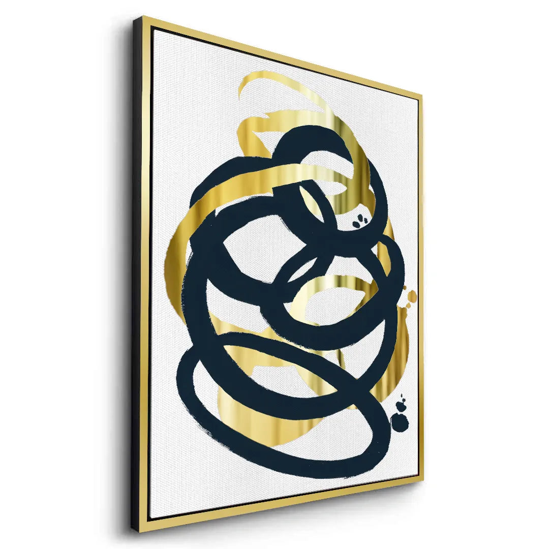 Dynamic Navy blue and Gold - Canvas - Jasmineart.ae