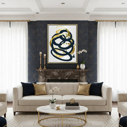 Dynamic Navy blue and Gold - Canvas