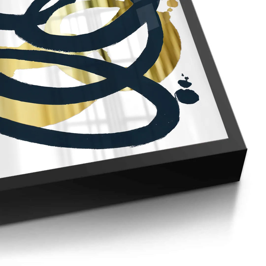 Dynamic Navy blue and Gold  - Fine Art - Jasmineart.ae