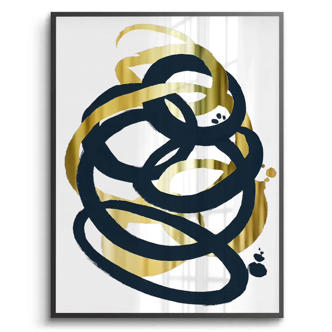 Dynamic Navy blue and Gold  - Fine Art - Jasmineart.ae