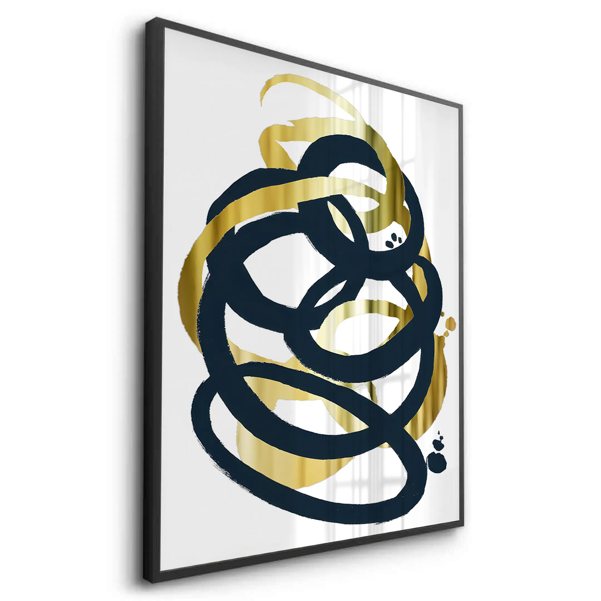 Dynamic Navy blue and Gold  - Fine Art - Jasmineart.ae