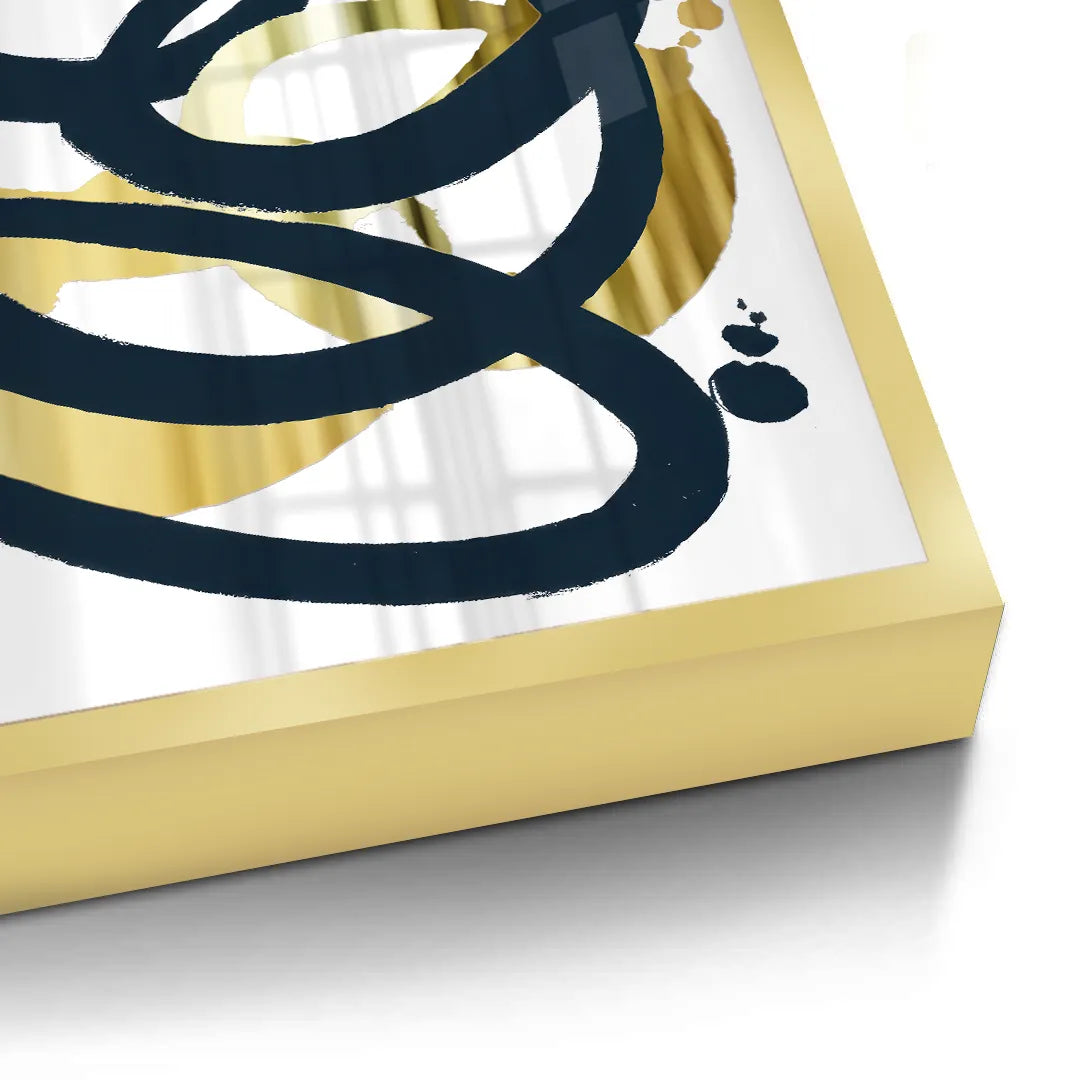 Dynamic Navy blue and Gold  - Fine Art - Jasmineart.ae