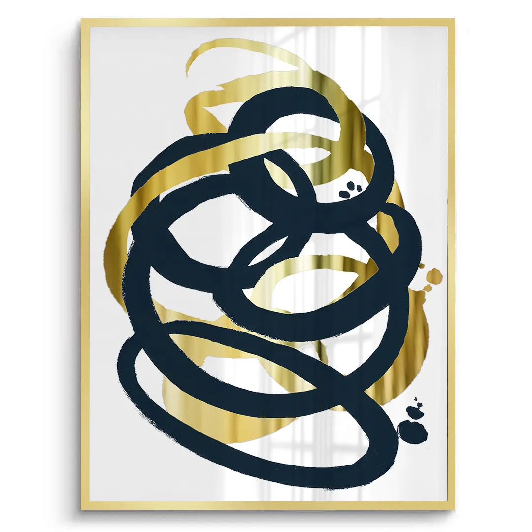 Dynamic Navy blue and Gold  - Fine Art - Jasmineart.ae