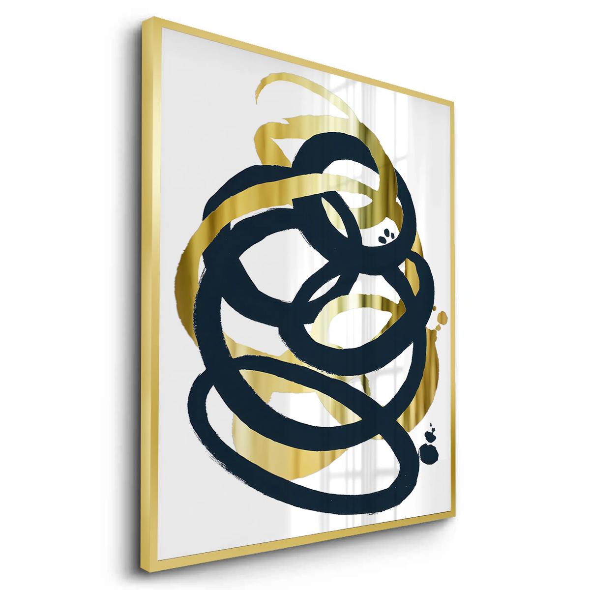 Dynamic Navy blue and Gold  - Fine Art - Jasmineart.ae