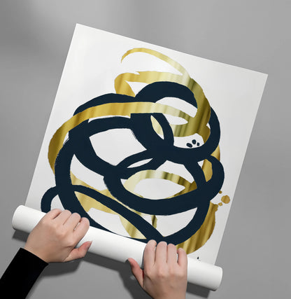 Dynamic Navy blue and Gold  - Poster