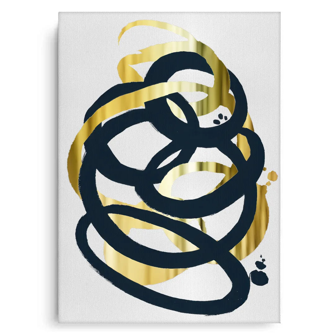 Dynamic Navy blue and Gold - Canvas - Jasmineart.ae