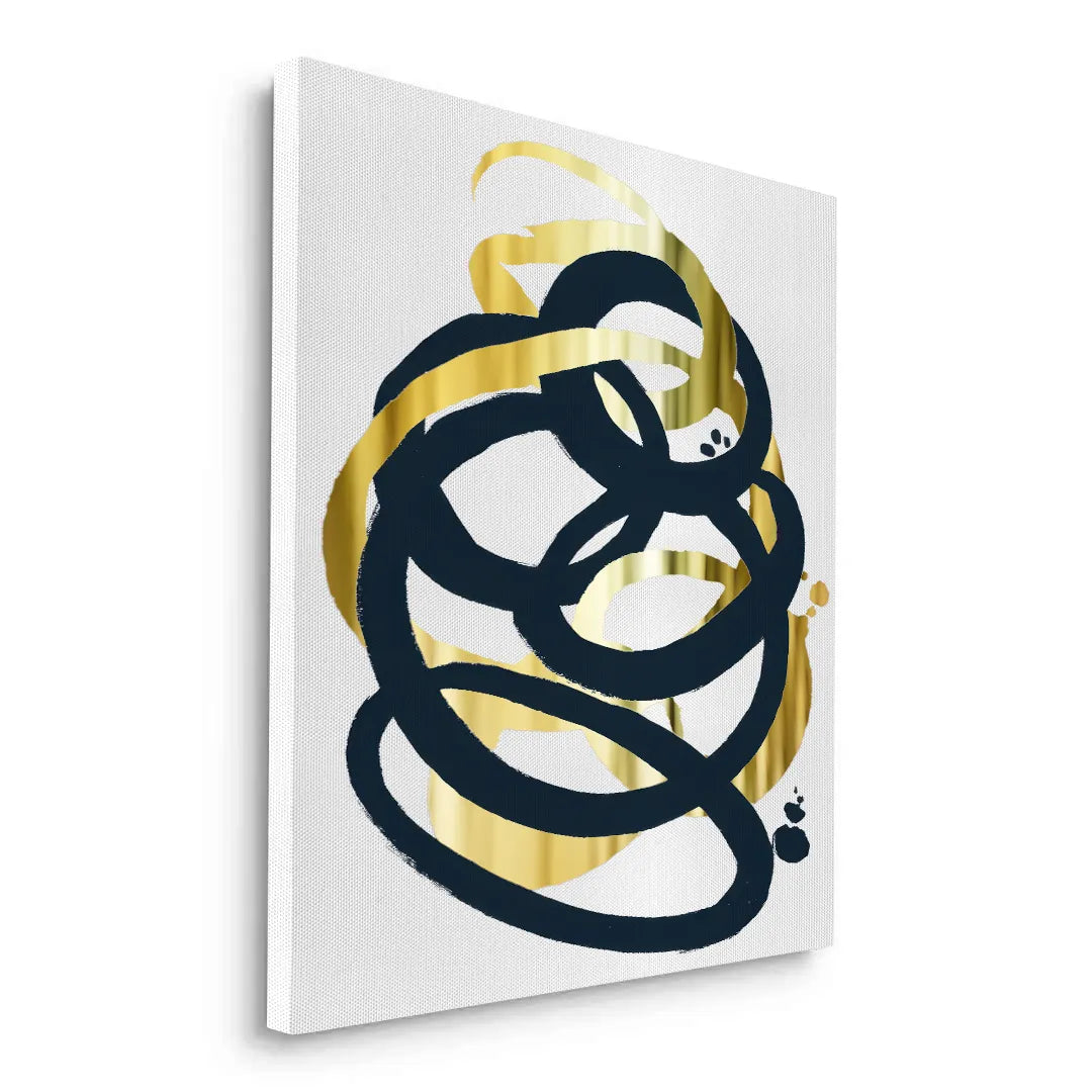 Dynamic Navy blue and Gold - Canvas - Jasmineart.ae