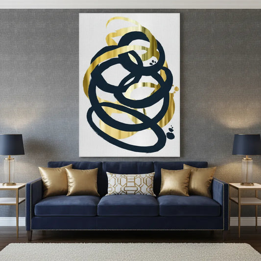 Dynamic Navy blue and Gold - Canvas