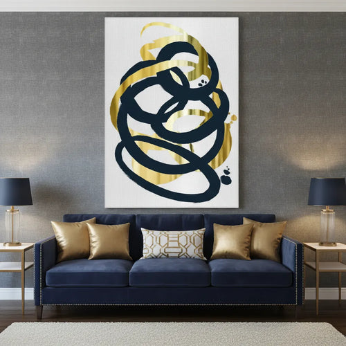 Dynamic Navy blue and Gold - Canvas