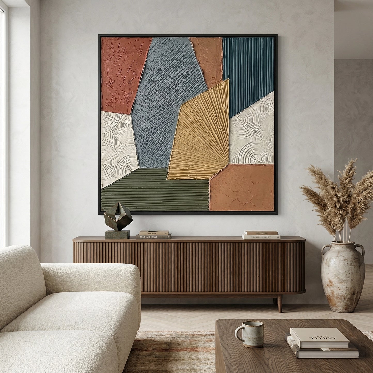 2Earth Geometric contemporary art print, geometric abstraction, stylish UAE living room