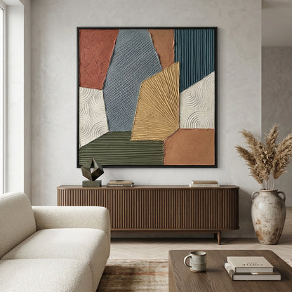 Earth Geometric contemporary art print, geometric abstraction, stylish UAE living room