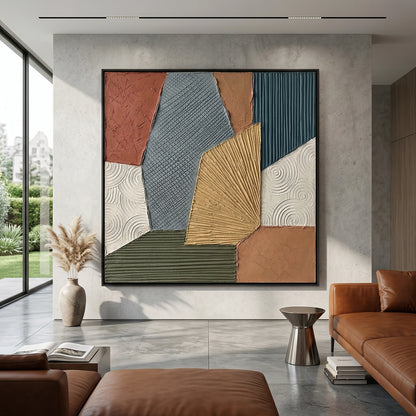Earth Geometric elegant abstract artwork, luxury home accent, modern UAE interiors