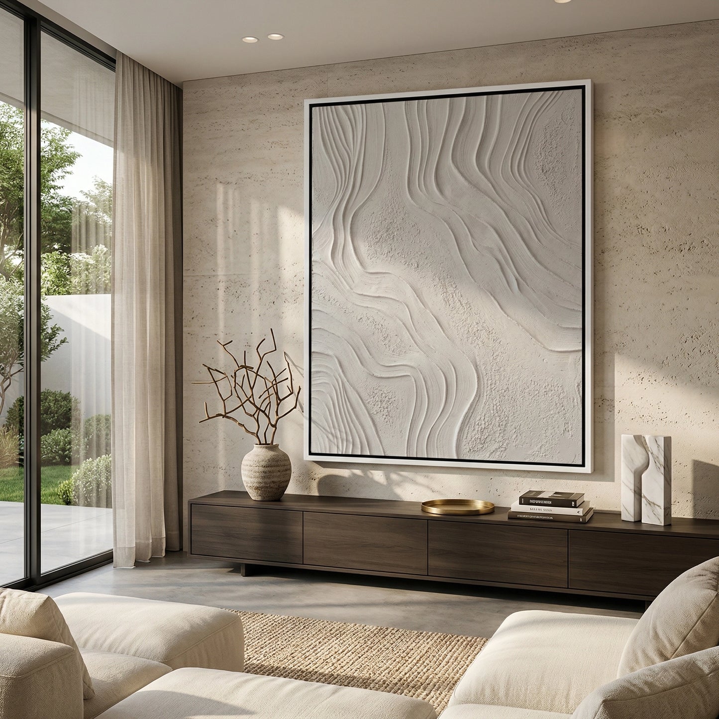 2Modern Earth Grooves artwork featuring natural grooves and minimalist design for luxury UAE interiors
