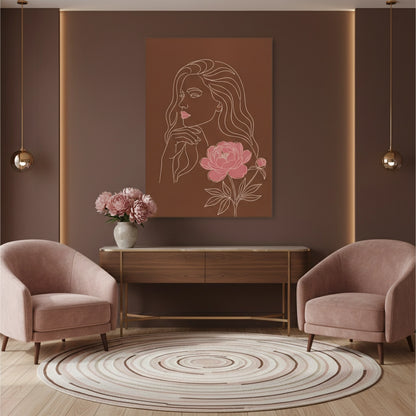 Earthy Mid-Century Modern Female Portrait - Canvas