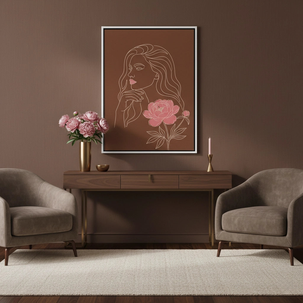 Earthy Mid-Century Modern Female Portrait - Canvas