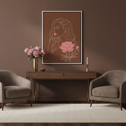 Earthy Mid-Century Modern Female Portrait - Canvas