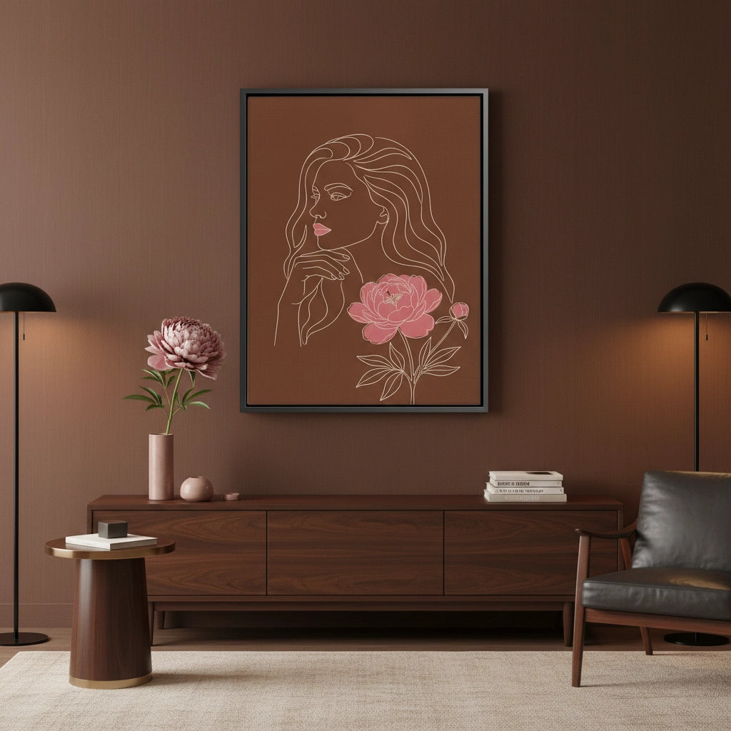 Earthy Mid-Century Modern Female Portrait - Canvas