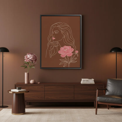 Earthy Mid-Century Modern Female Portrait - Canvas