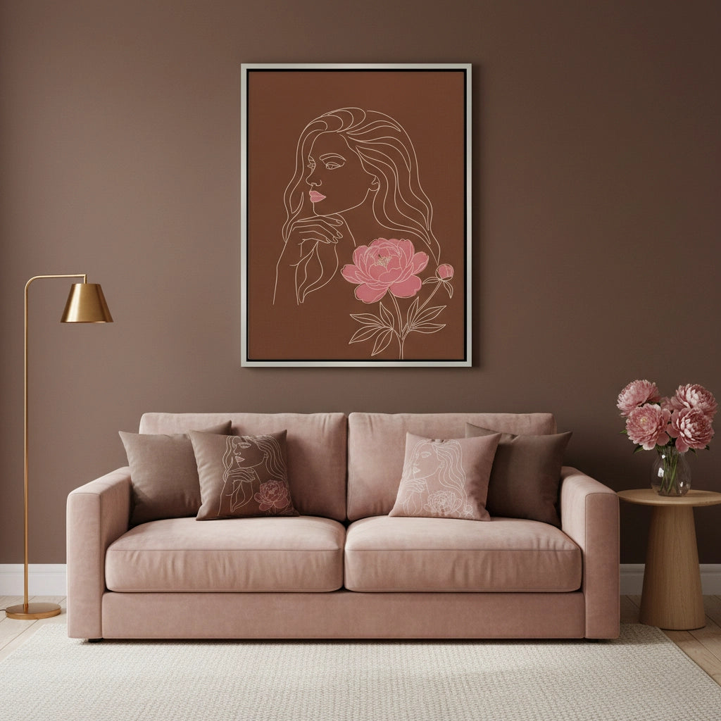 Earthy Mid-Century Modern Female Portrait - Canvas