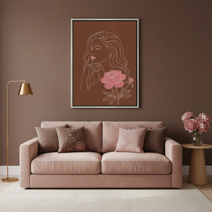 Earthy Mid-Century Modern Female Portrait - Canvas