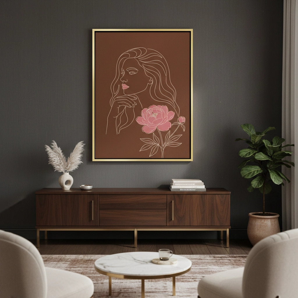 Earthy Mid-Century Modern Female Portrait - Canvas