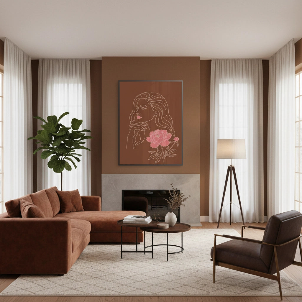 Earthy Mid-Century Modern Female Portrait - Fine Art