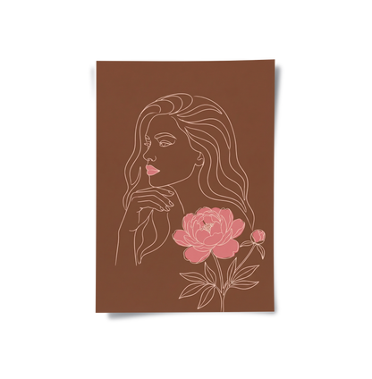 Earthy Mid-Century Modern Female Portrait - Poster