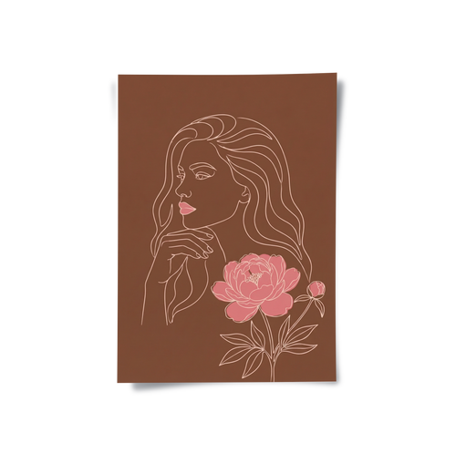 Earthy Mid-Century Modern Female Portrait - Poster