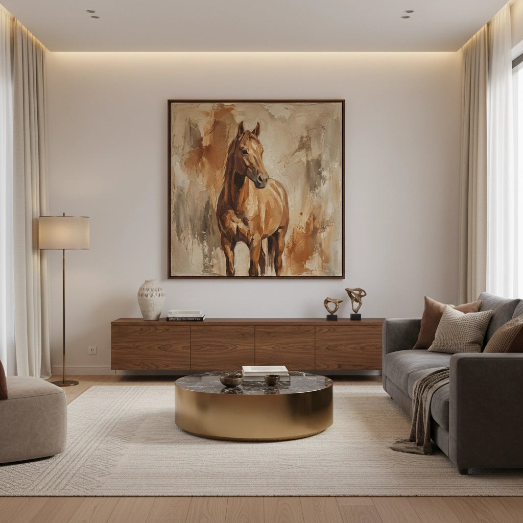 2Earthy Taupe Horse Painting #ETHO440