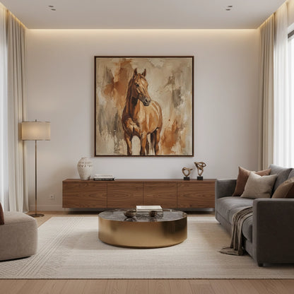 Earthy Taupe Horse Painting #ETHO440