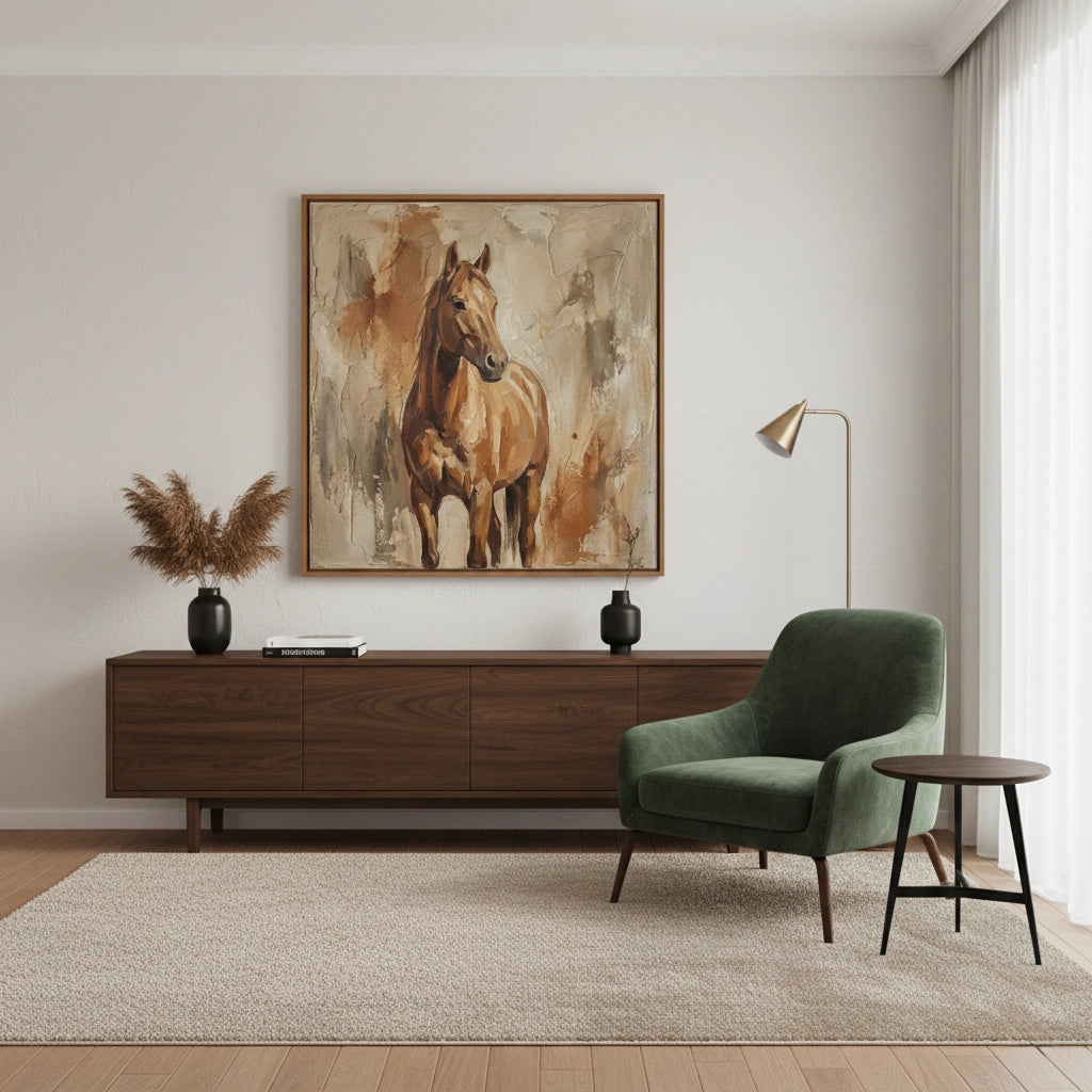 2Earthy Taupe Horse Painting #ETHO440