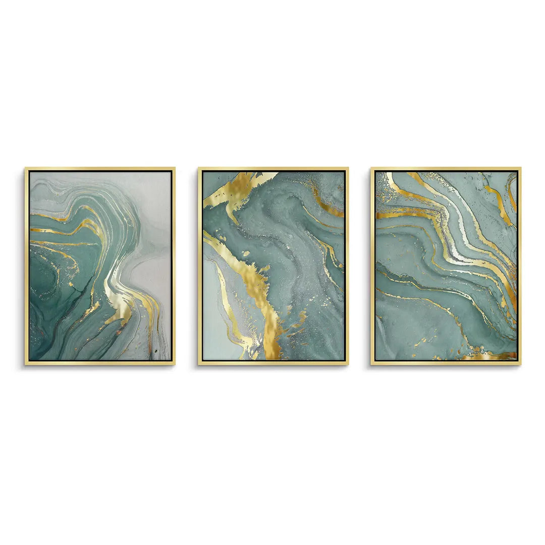 Emerald Flow Set of 3 - Canvas - Jasmineart.ae