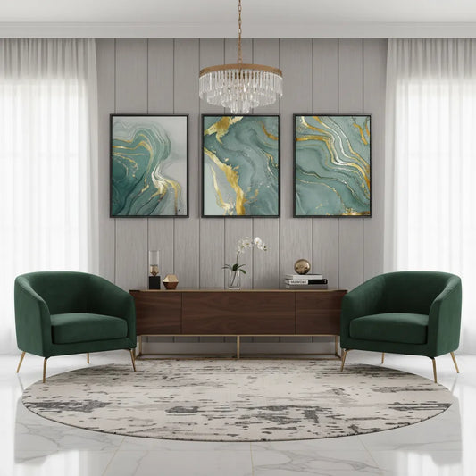 Emerald Flow Set of 3 - Canvas