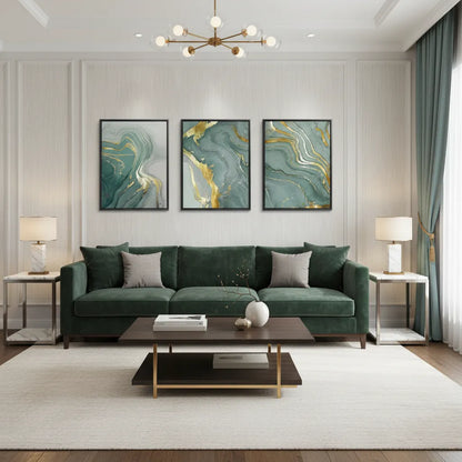 Emerald Flow Set of 3 - Canvas