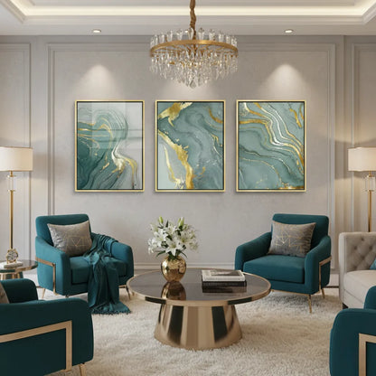 Emerald Flow Set of 3 - Canvas